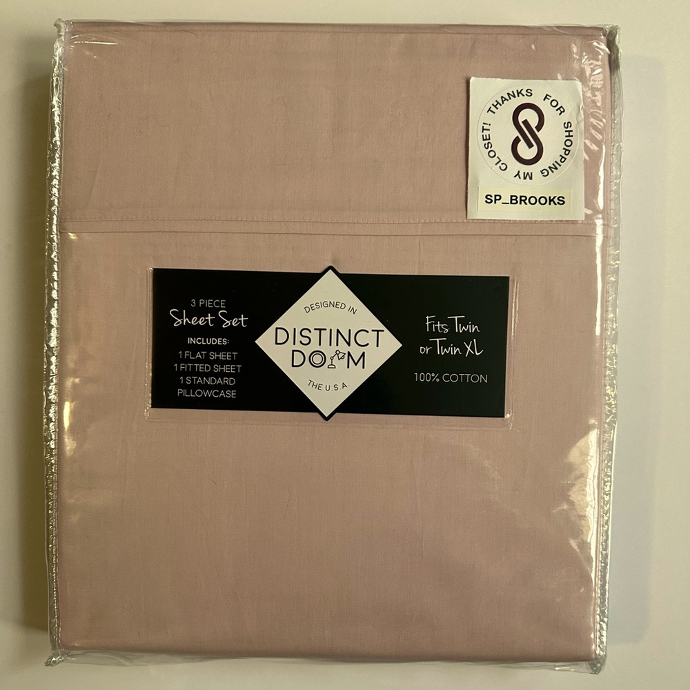 🎁Distinct Dorm Sheet Set - Pink - 3 Piece Twin / Twin XL Set - 100% Cotton